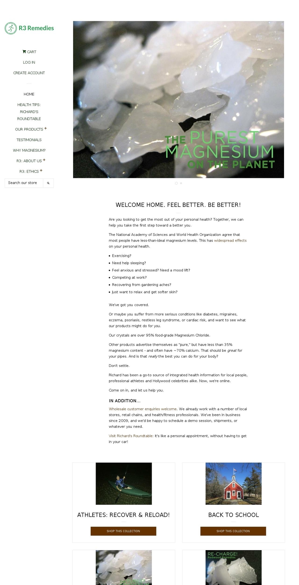 magnesiumbathcrystals.com shopify website screenshot