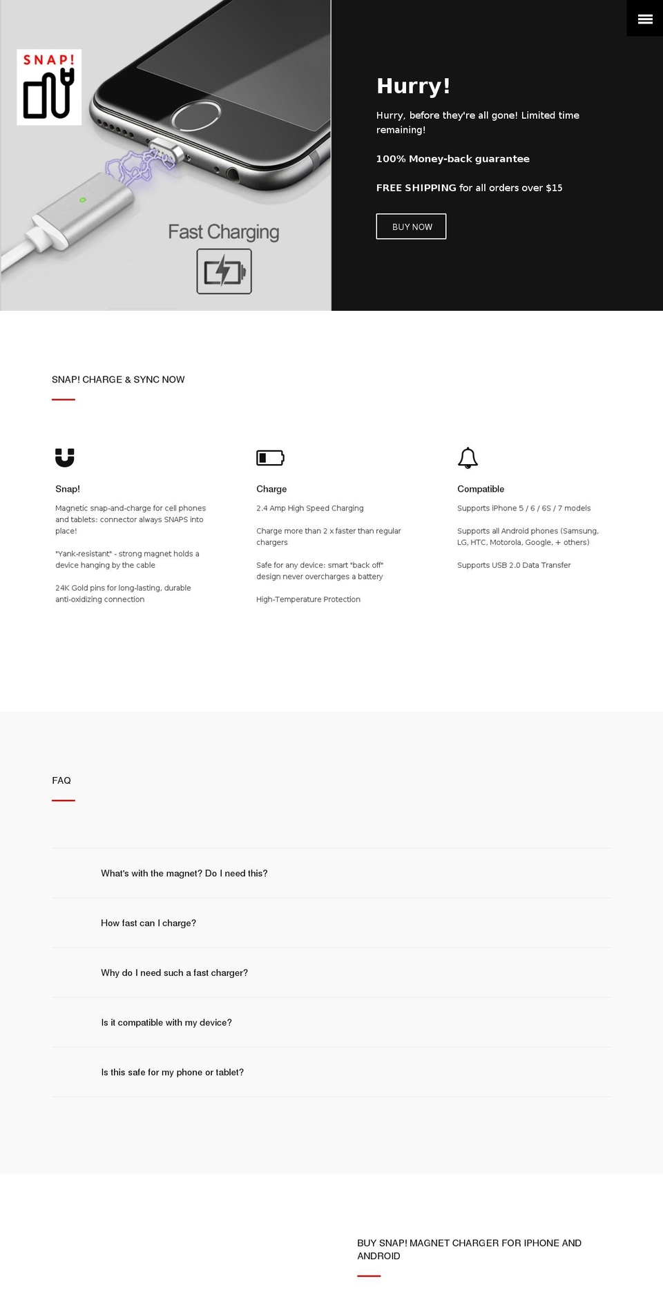 magnetchargercable.com — Shopify storefront screenshot