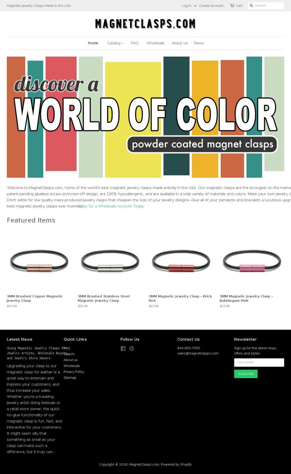magnetclasps.com — Shopify storefront screenshot