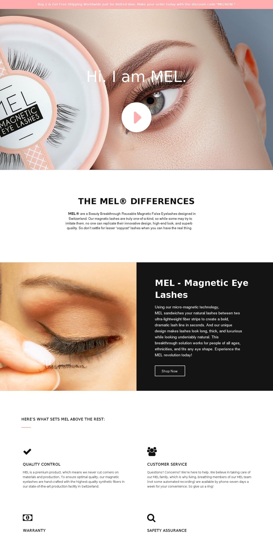 MEL - Magnetic Eye Lashes Shopify theme site example magnetic-eye-lashes.com