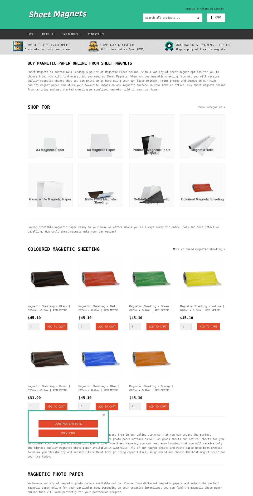 magneticpaper.com.au shopify website screenshot