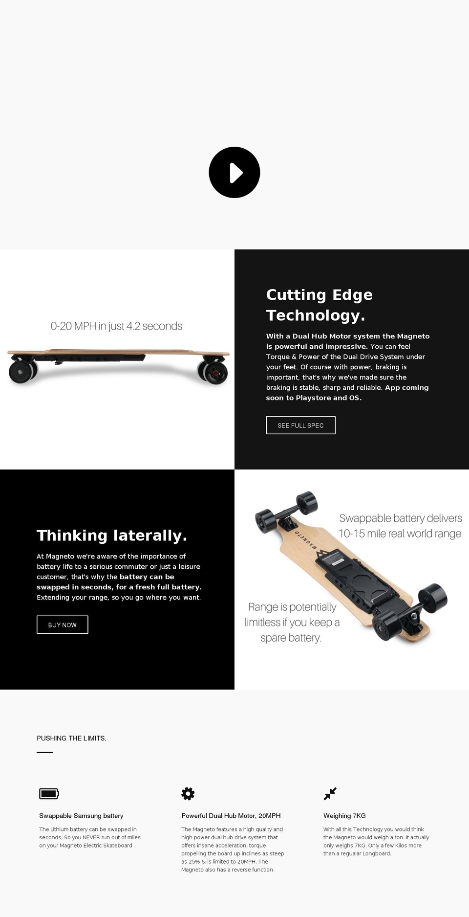 magnetoelectricskateboard.com shopify website screenshot