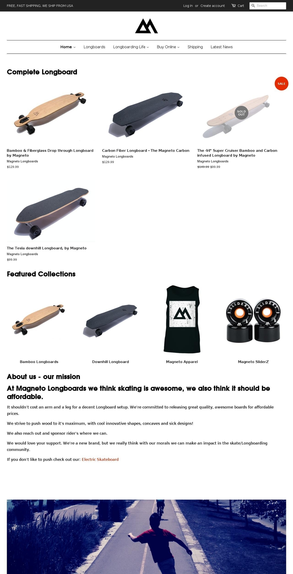 magnetolongboarding.com shopify website screenshot