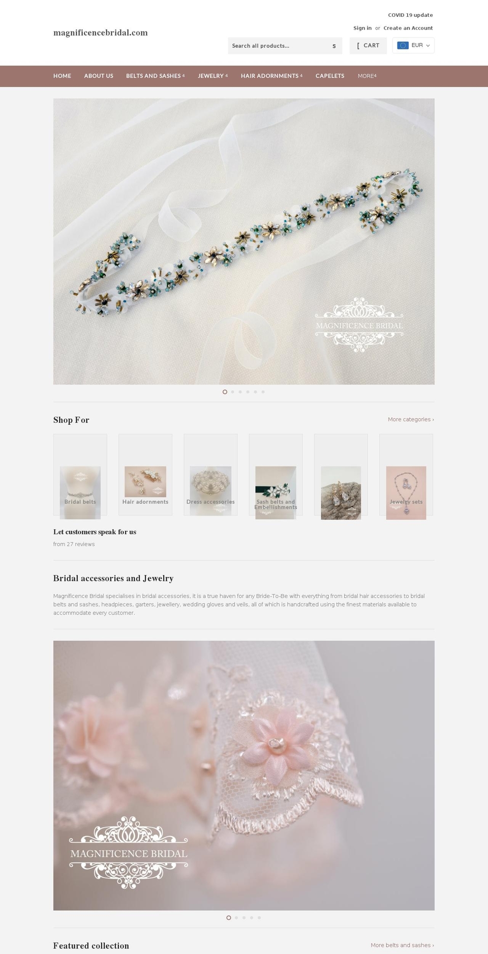 magnificencebridal.com shopify website screenshot