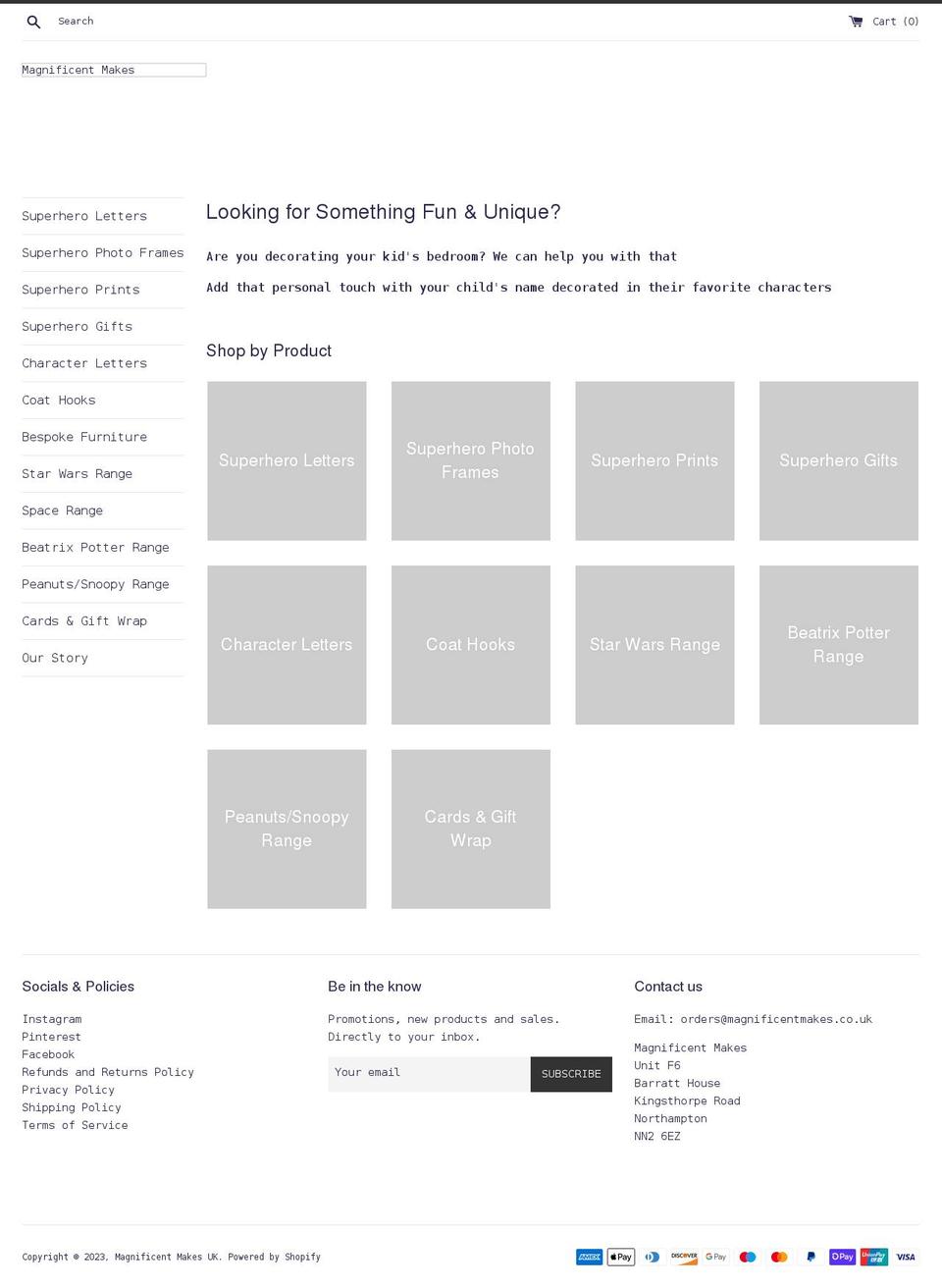magnificentmakes.co.uk shopify website screenshot