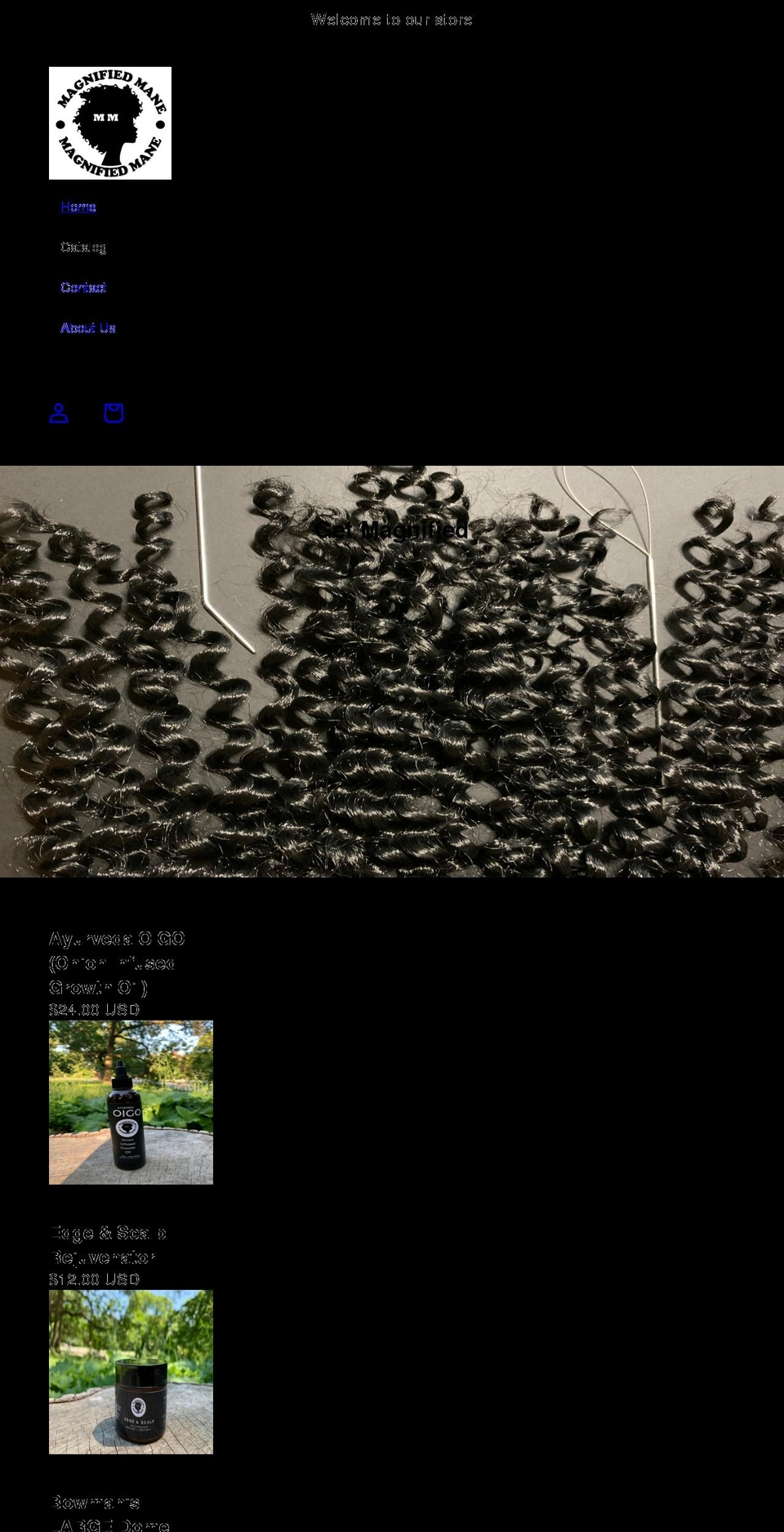 magnifiedmane.com shopify website screenshot