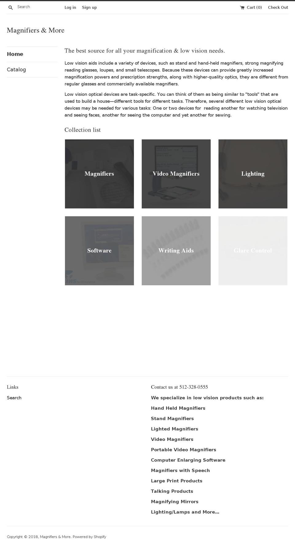 magnifiersandmoreatx.com — Shopify storefront screenshot