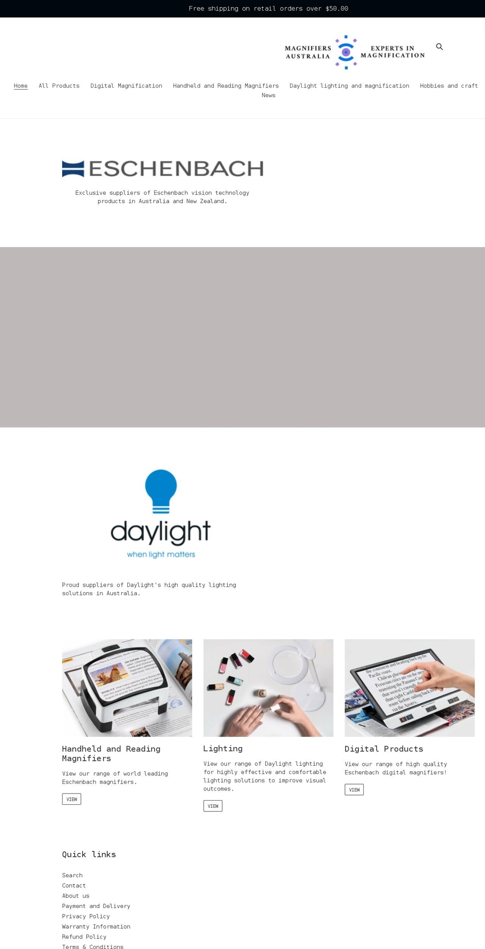 magnifiersaustralia.com.au shopify website screenshot
