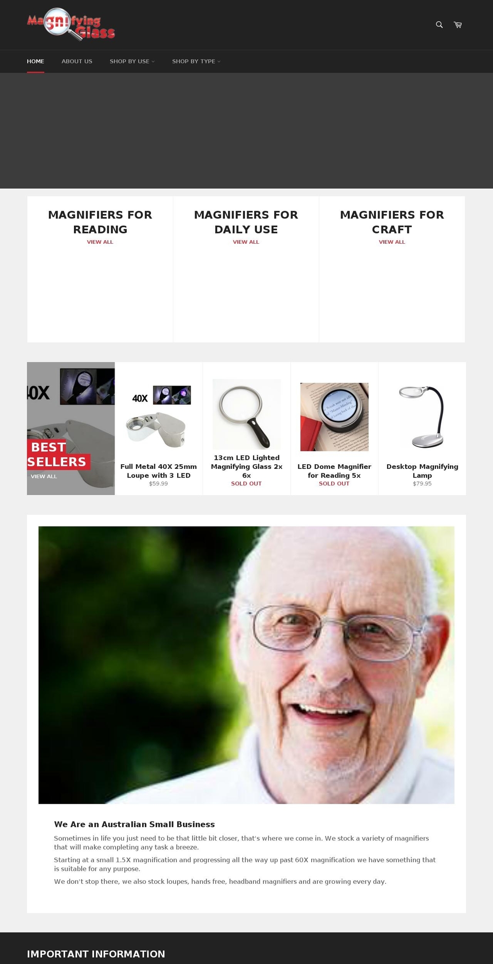 magnifyingglass.net.au shopify website screenshot