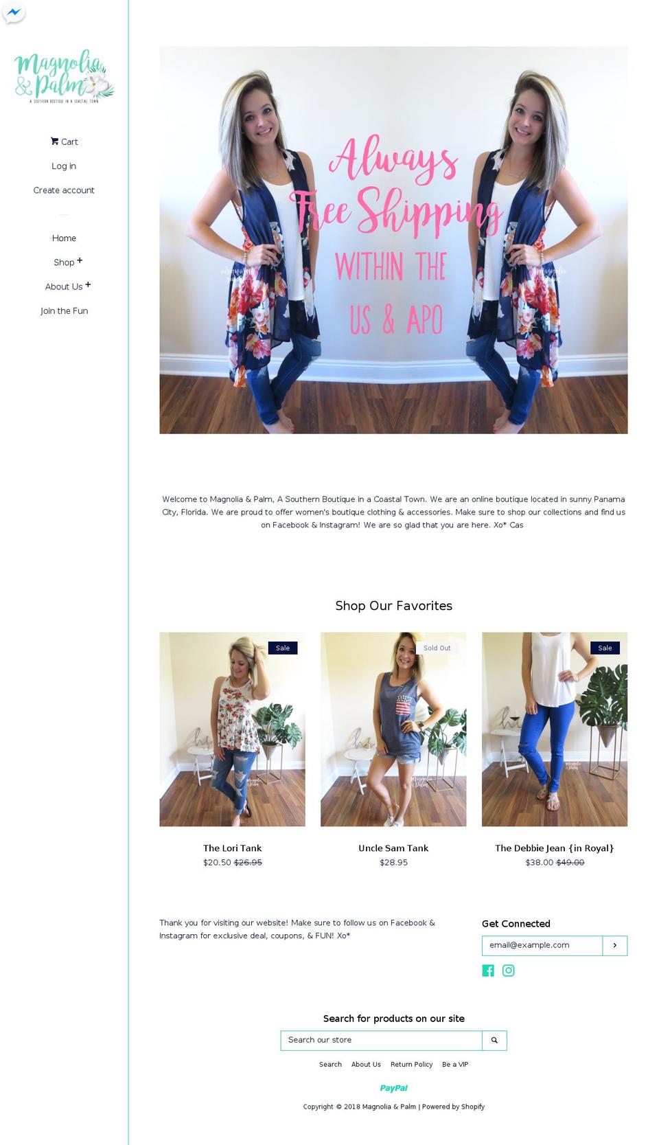 magnoliaandpalm.com — Shopify storefront screenshot