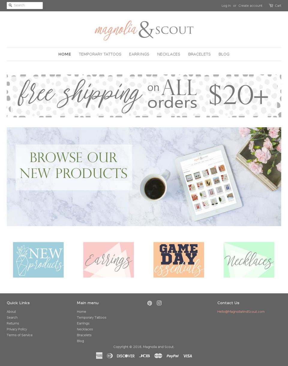 magnoliaandscout.com shopify website screenshot