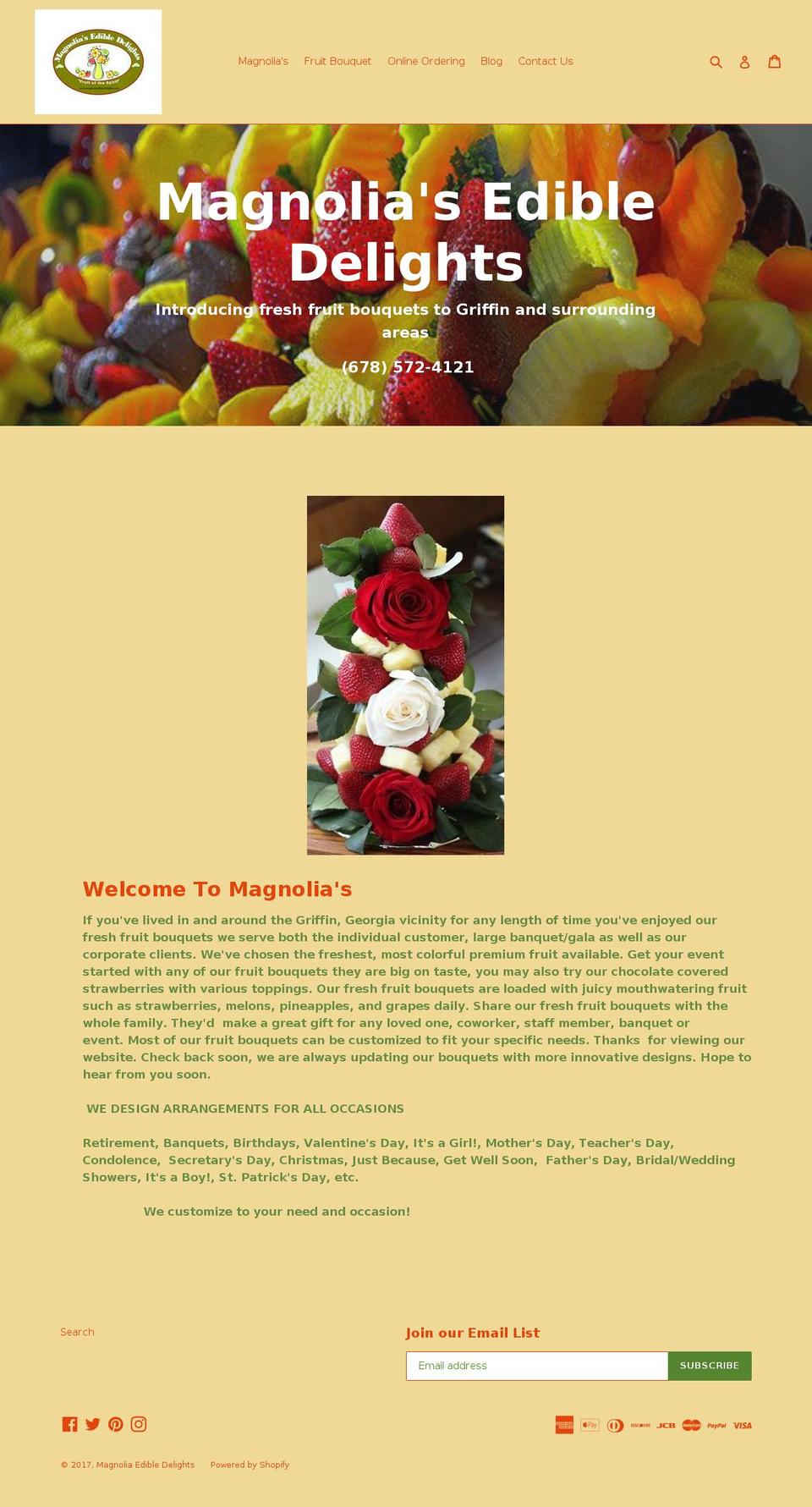 magnoliaedibledelights.com shopify website screenshot