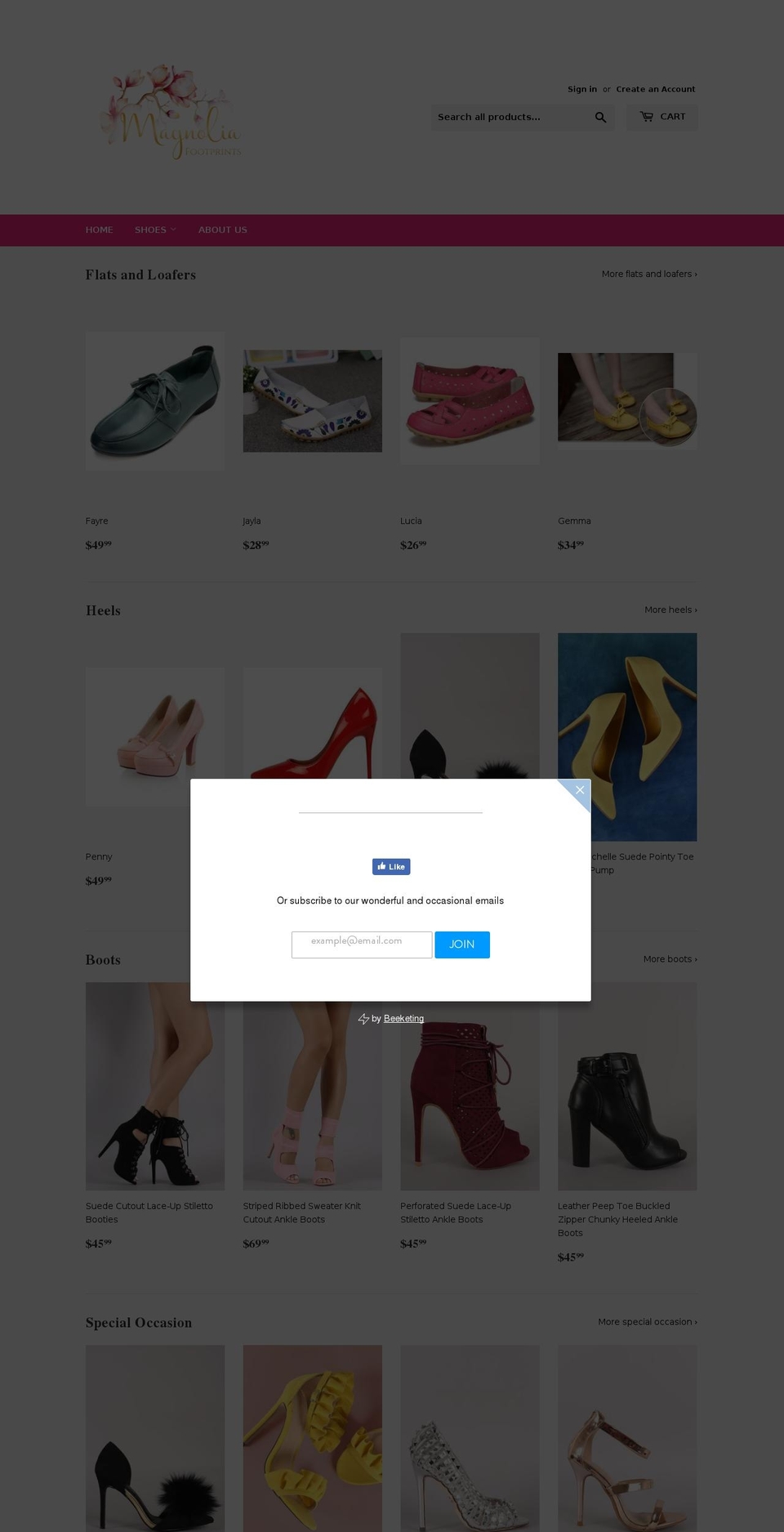 magnoliafootprints.com — Shopify storefront screenshot