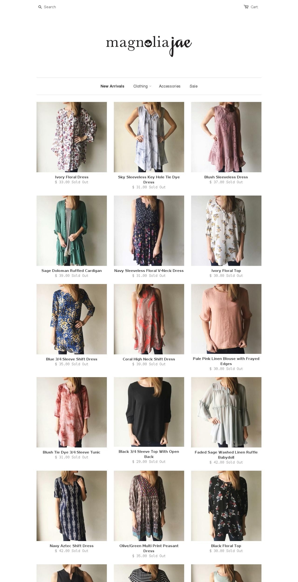 magnoliaj.com shopify website screenshot