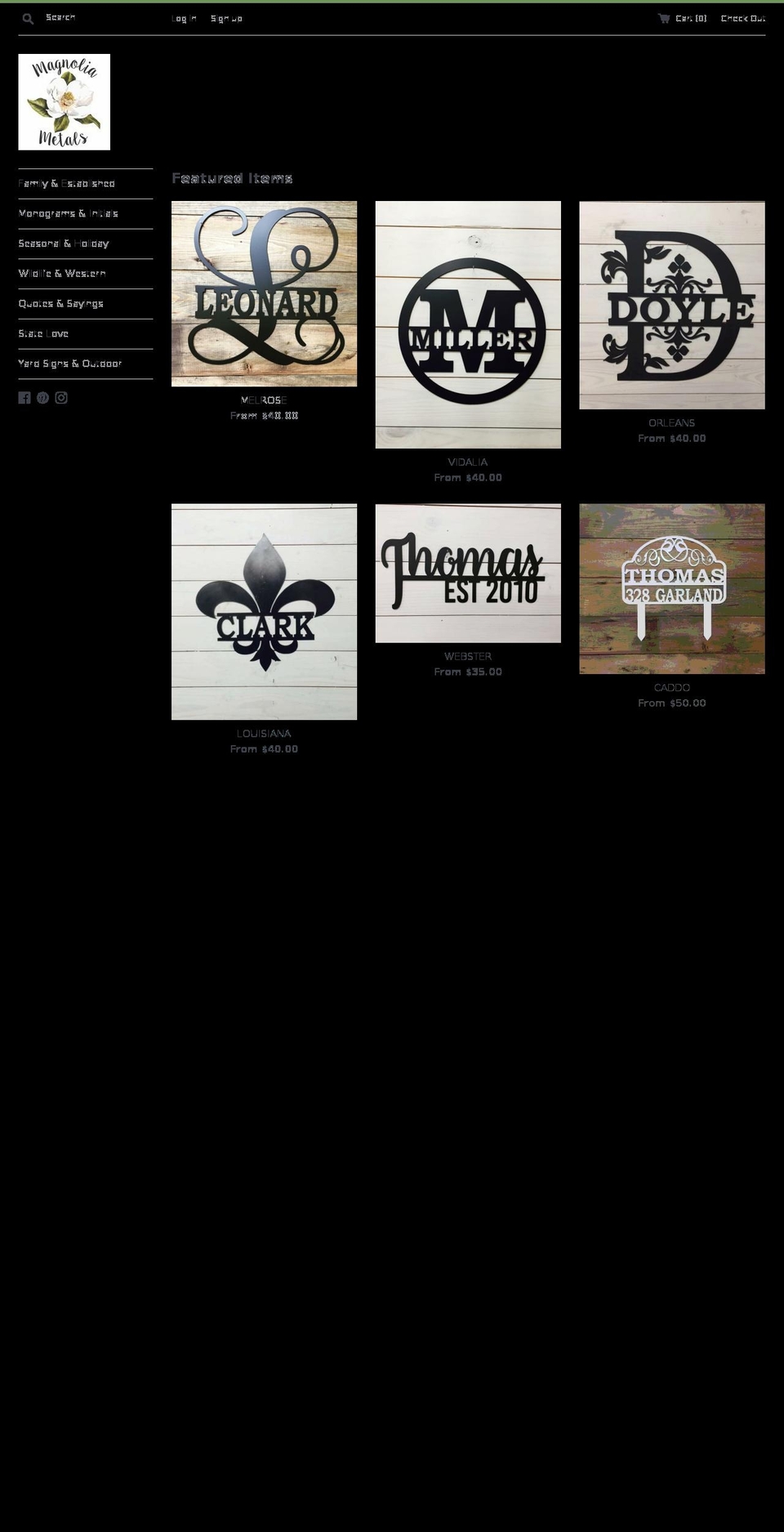 magnoliametals.com shopify website screenshot