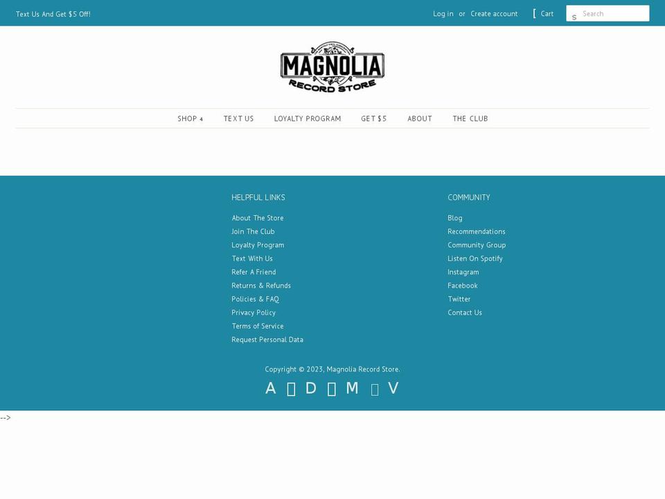 magnoliarecord.store shopify website screenshot