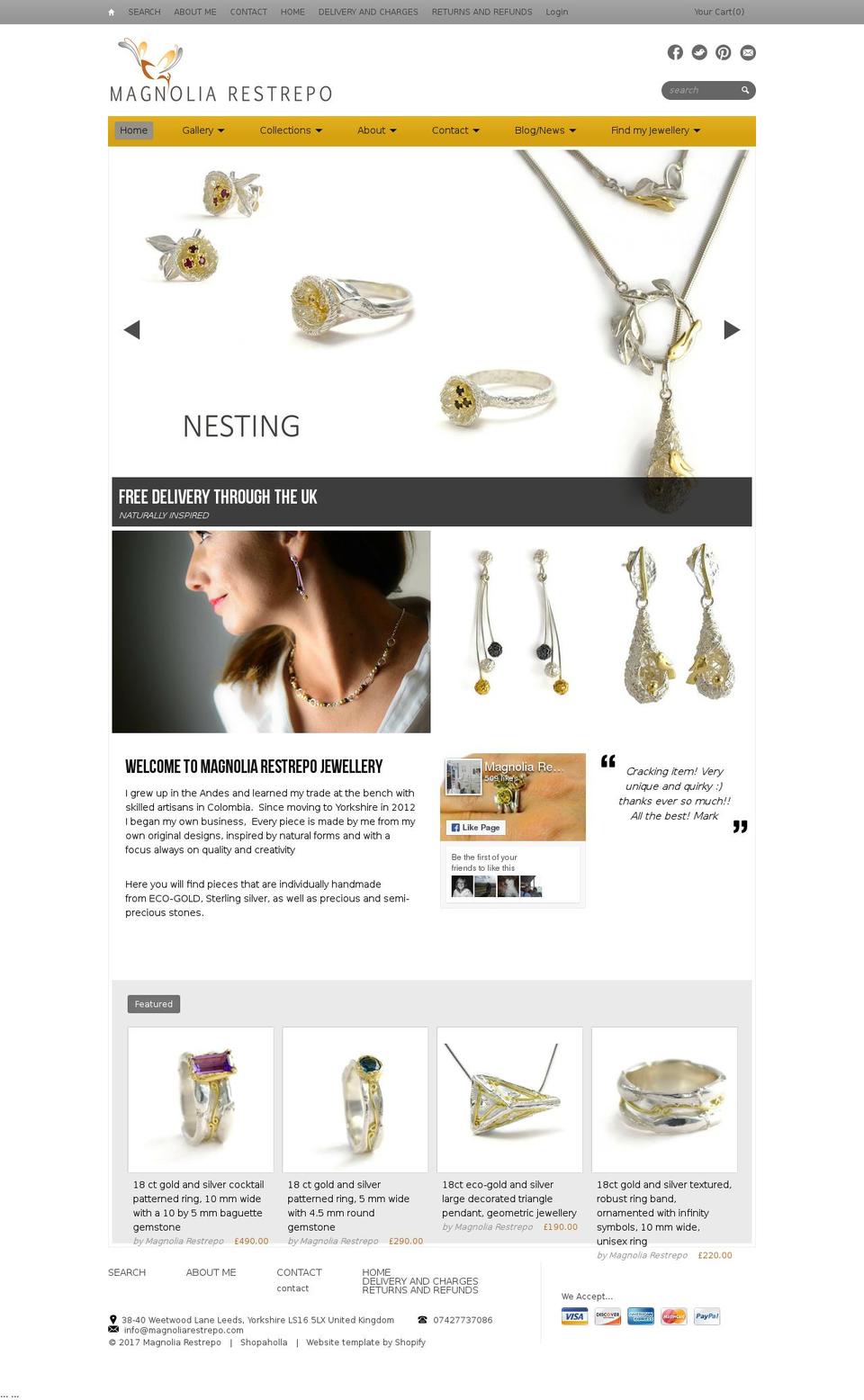 magnoliarestrepo.com shopify website screenshot