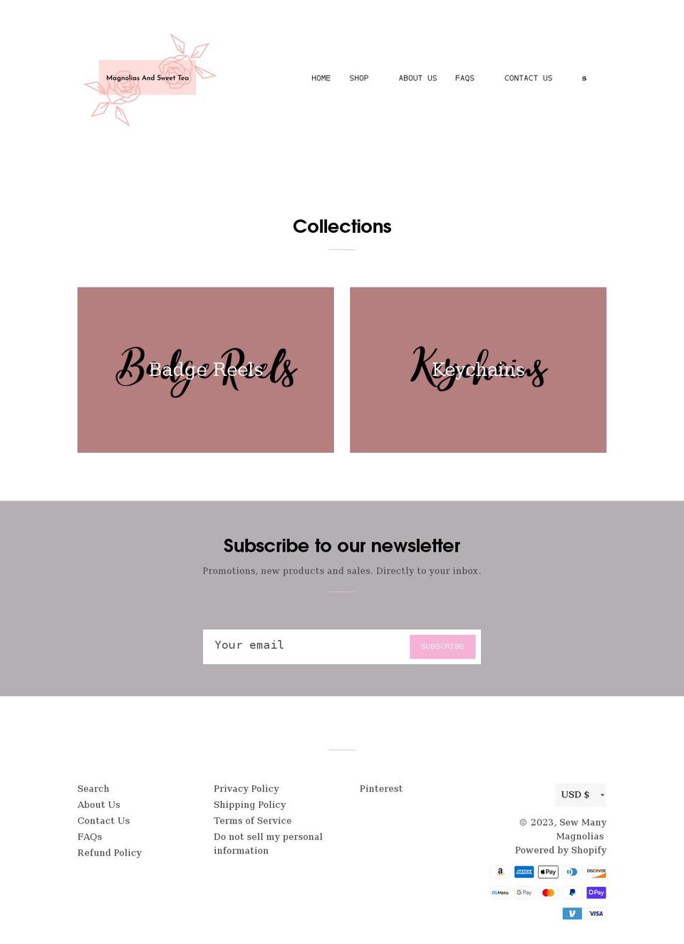 magnoliasandsweettea.com — Shopify storefront screenshot