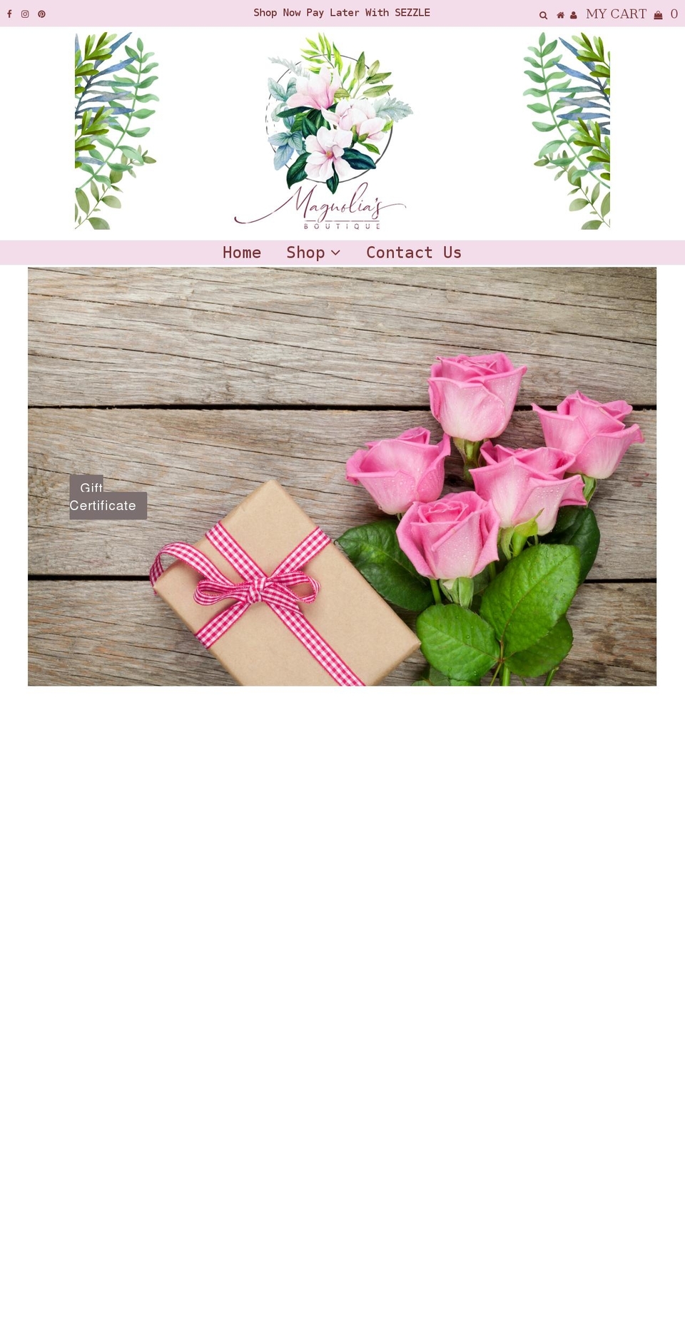 magnoliasboutique.net shopify website screenshot