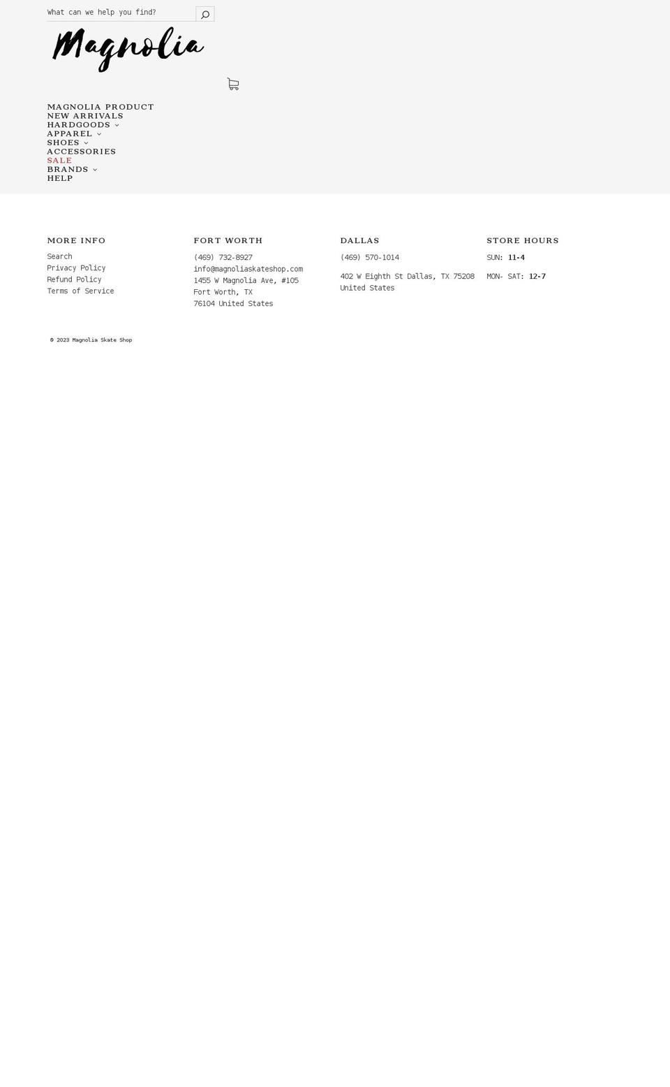 magnoliaskateshop.com shopify website screenshot