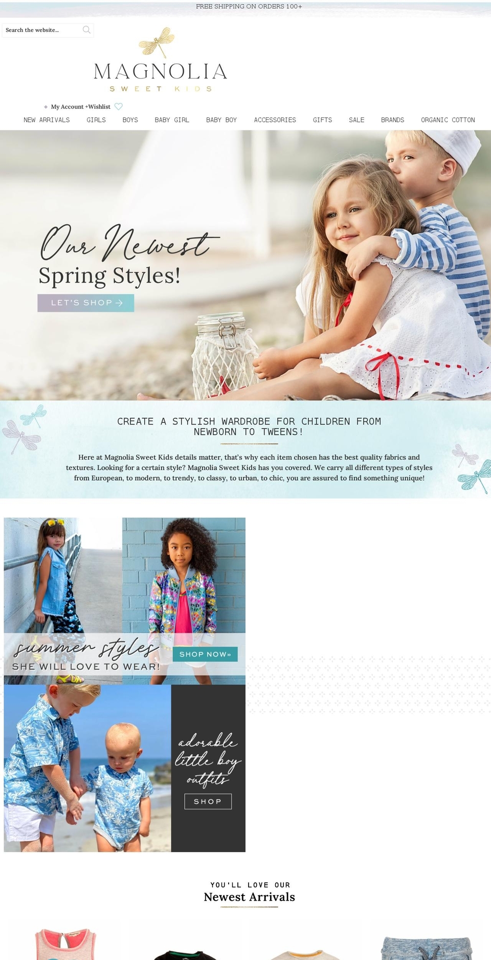 magnoliasweetkids.com shopify website screenshot