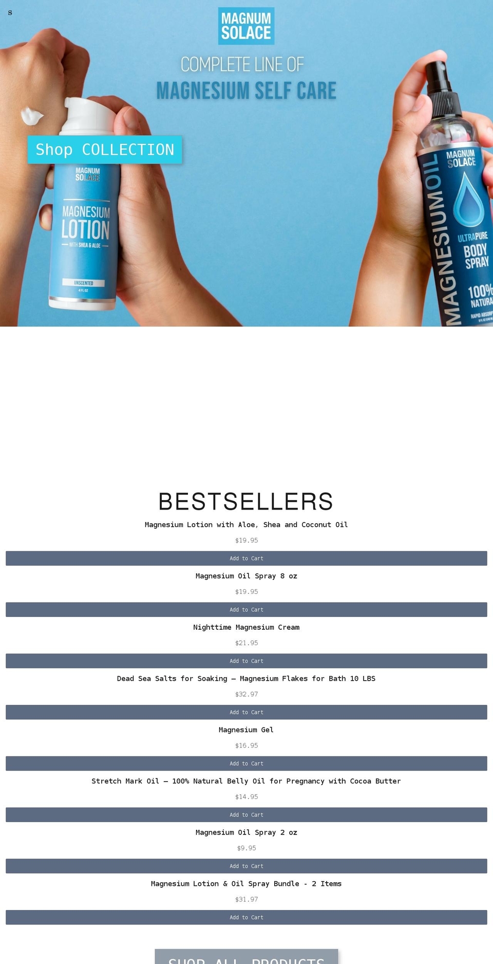 magnumsolace.com shopify website screenshot