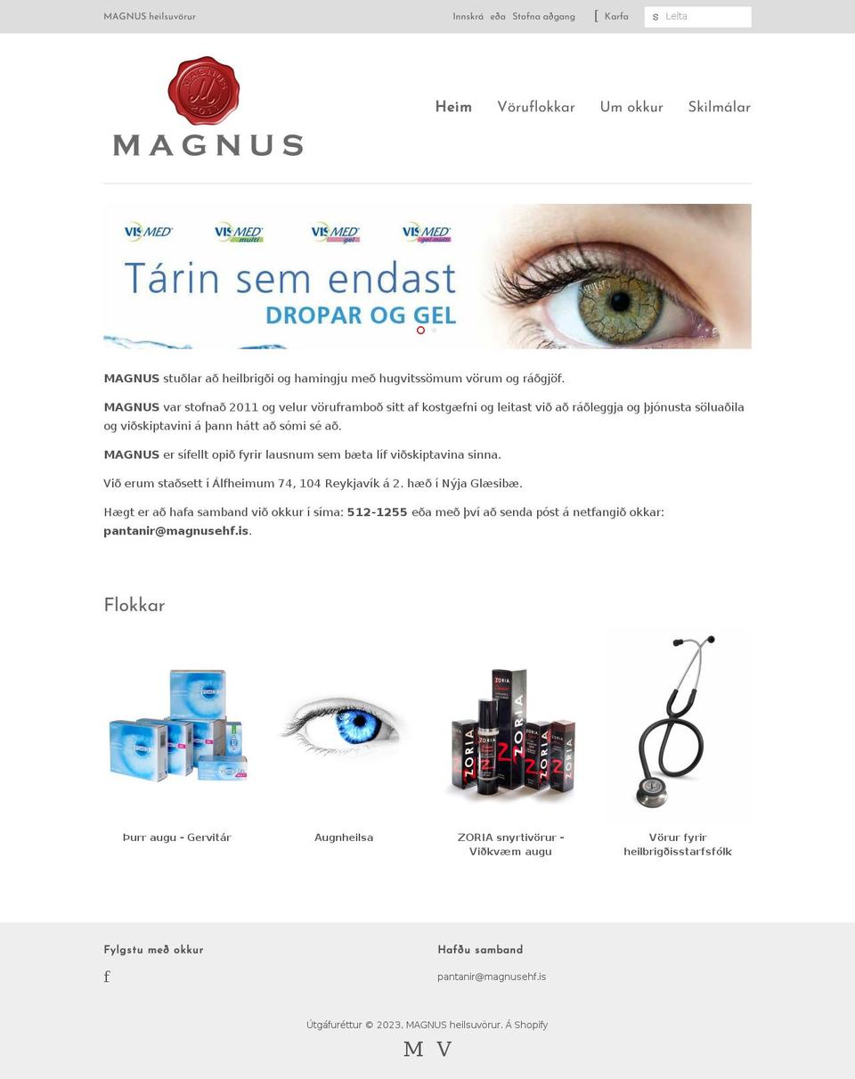 magnusheilsuvorur.is shopify website screenshot