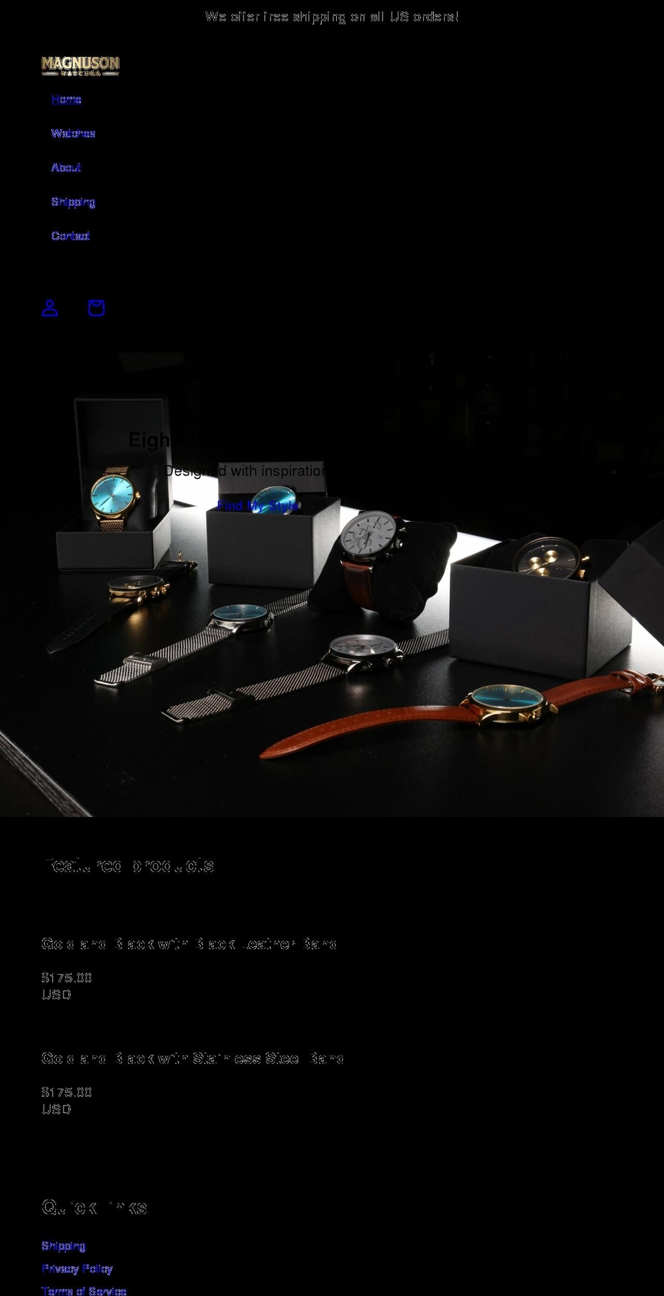 magnusonwatches.com shopify website screenshot