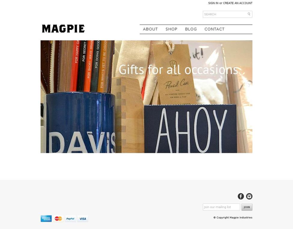 magpie-store.com shopify website screenshot