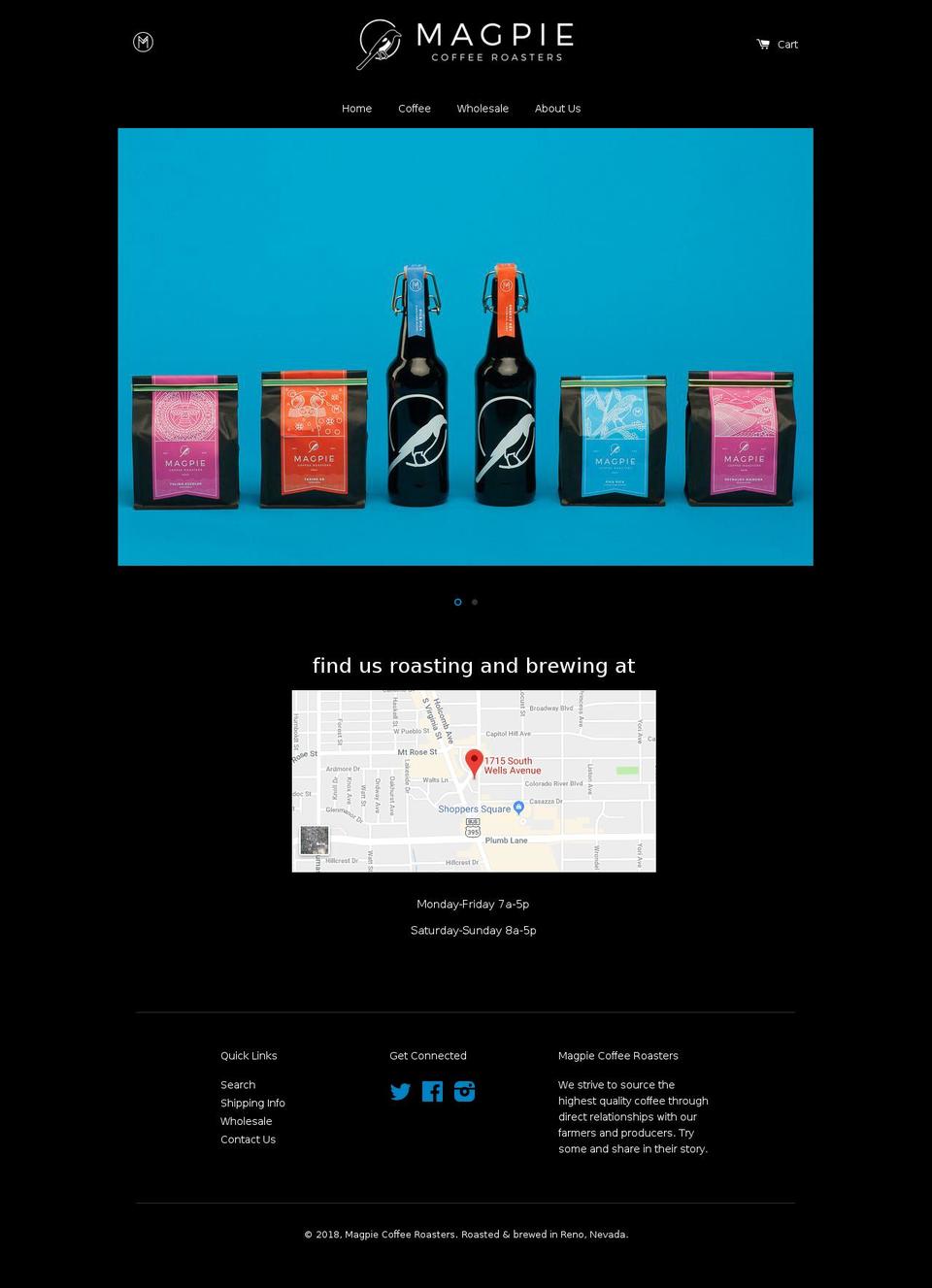 magpiecoffeeroasters.com — Shopify storefront screenshot