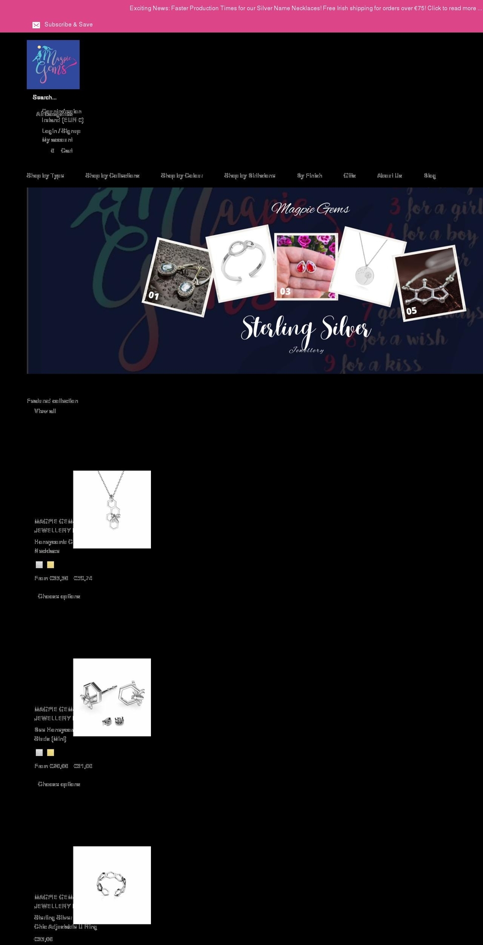 magpiegems.ie shopify website screenshot