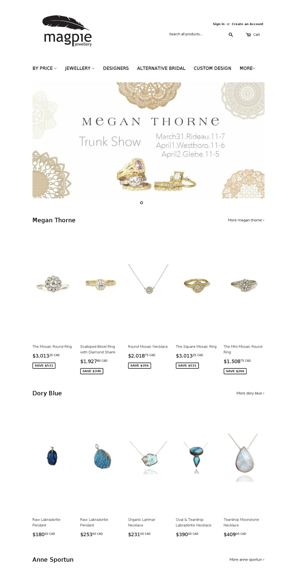 magpiejewellery.com shopify website screenshot