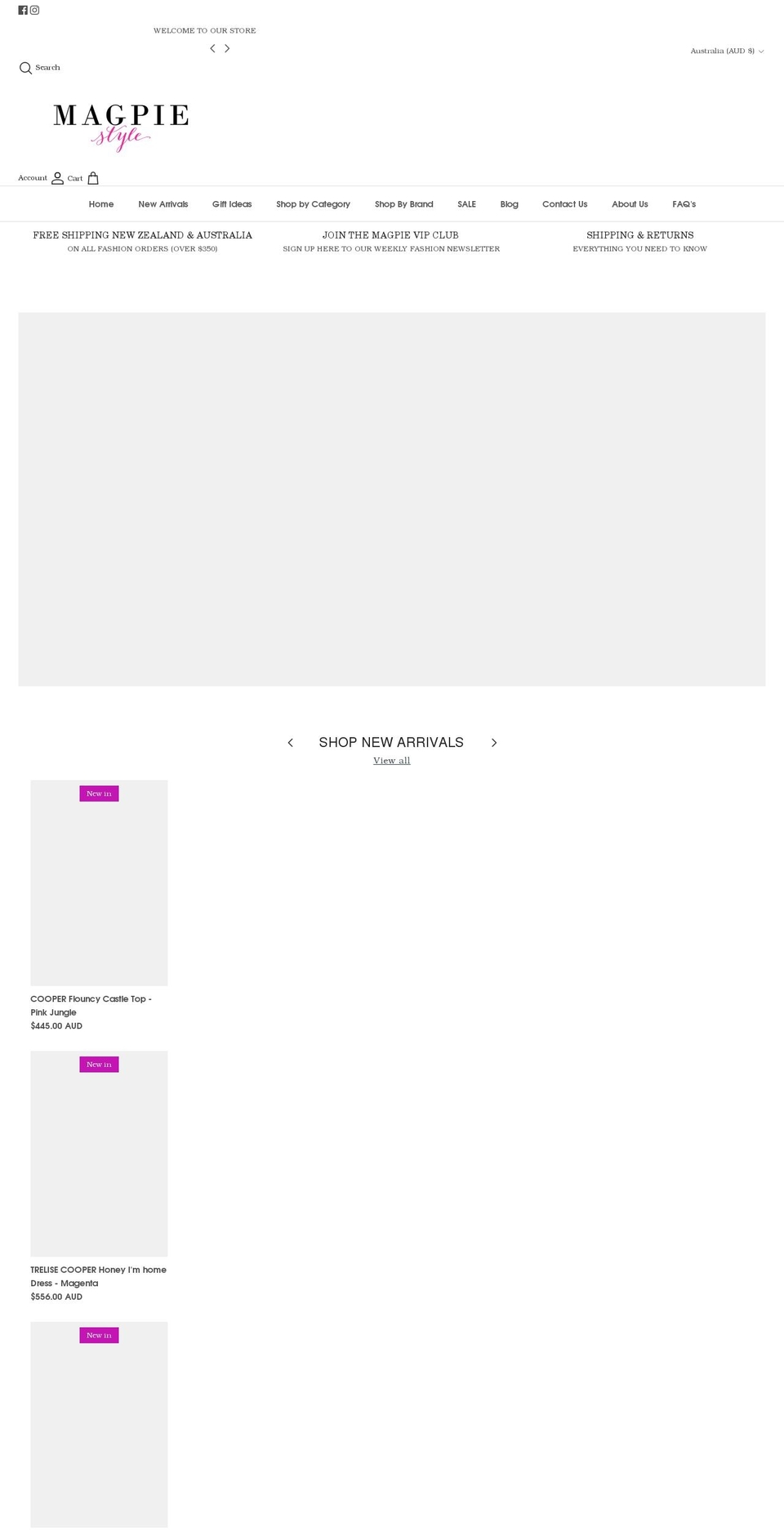 magpiestyle.com.au shopify website screenshot