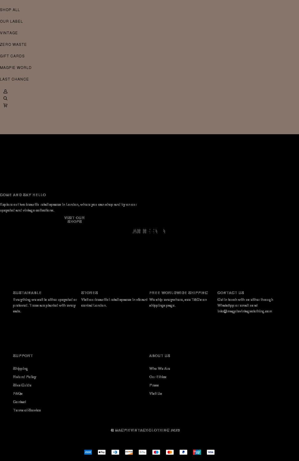 magpievintageclothing.com shopify website screenshot