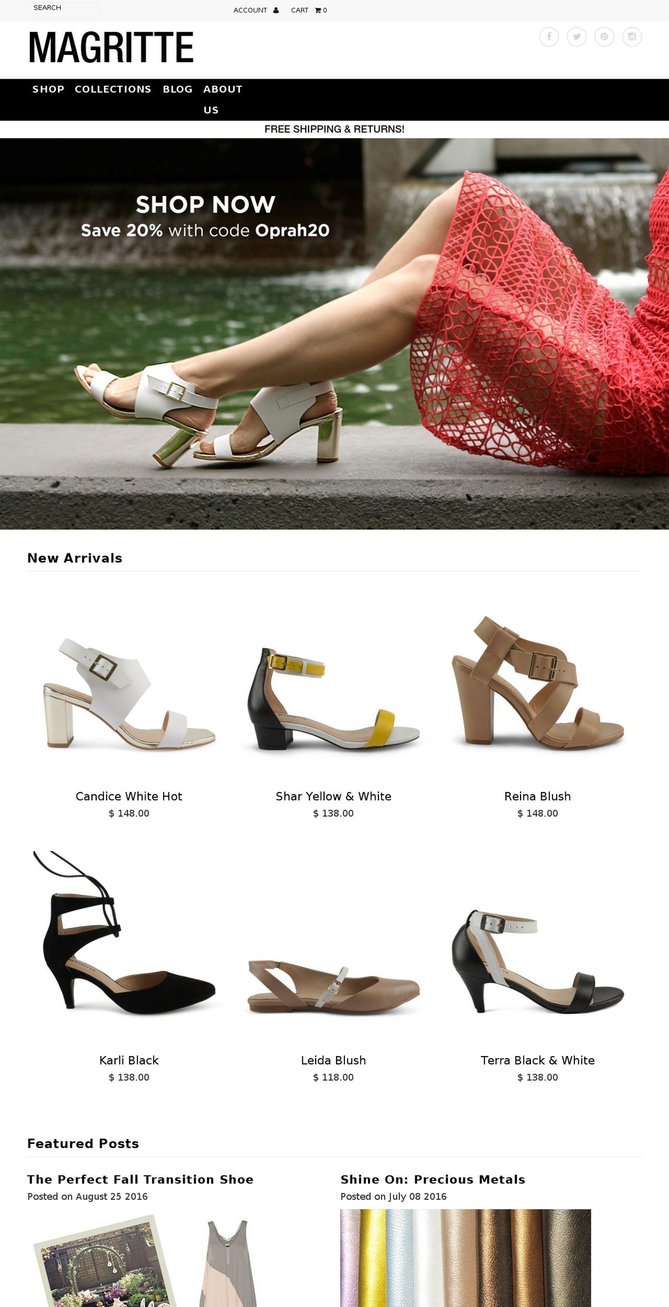 magritteshoes.com shopify website screenshot