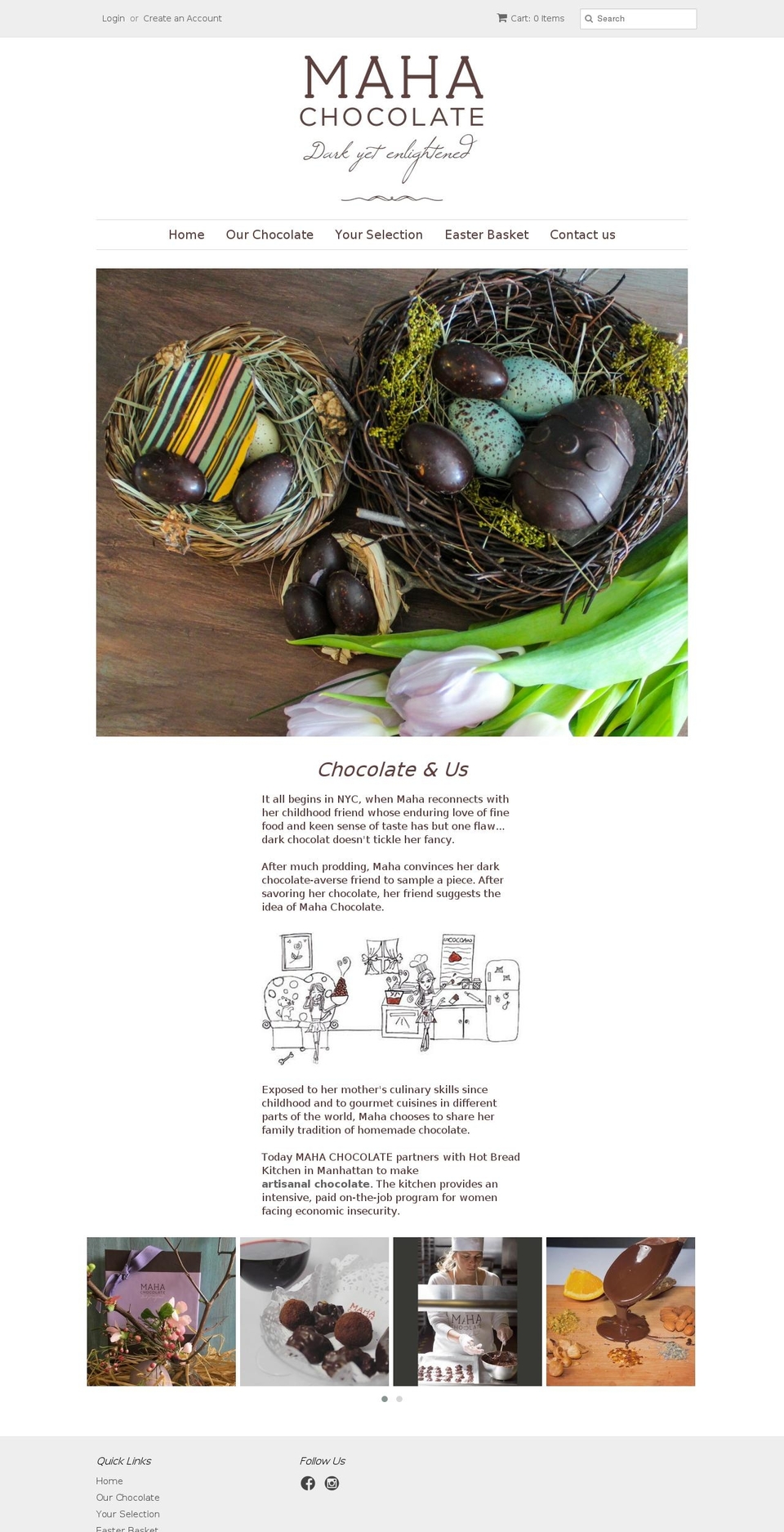 mahachocolate.com shopify website screenshot