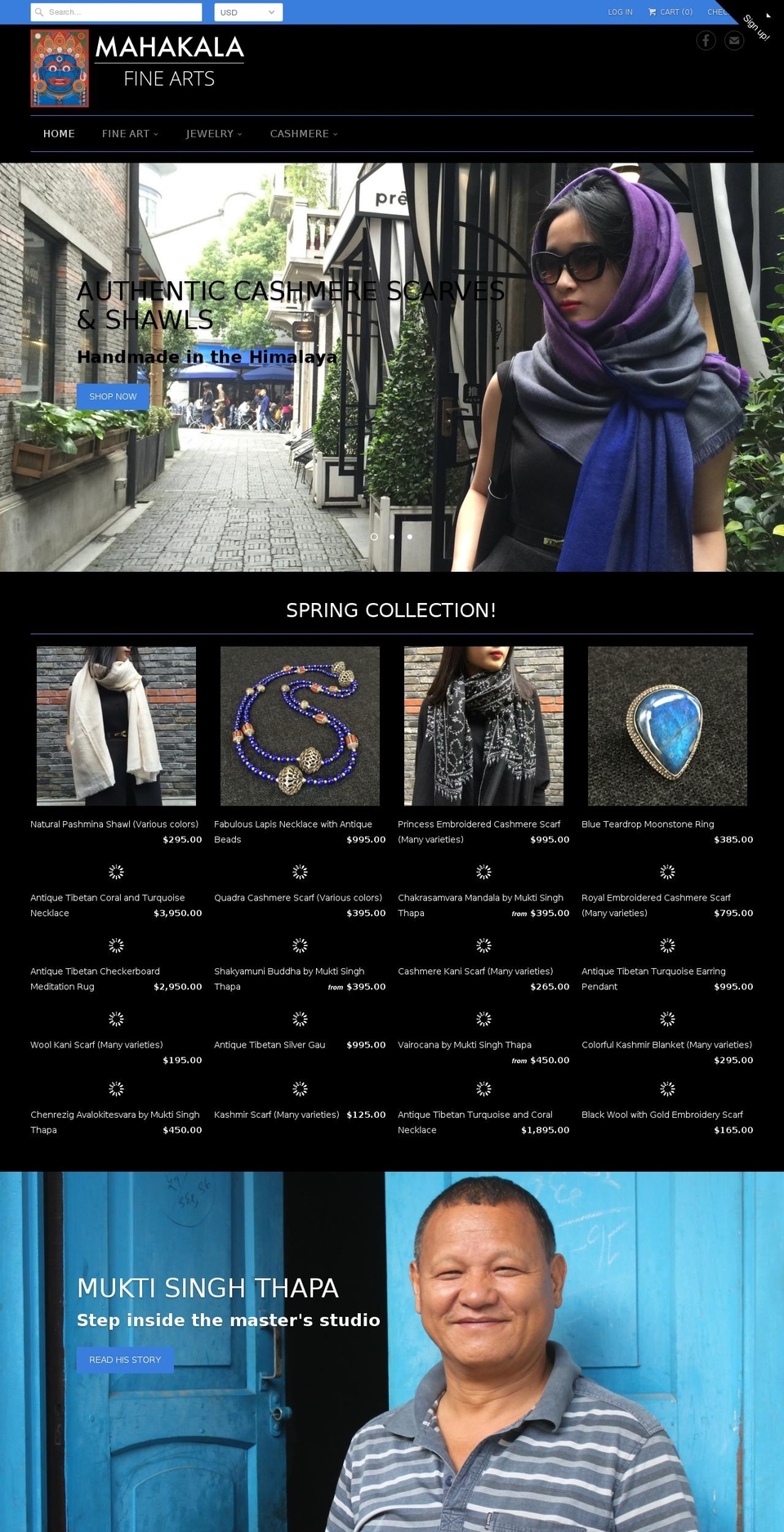 mahakalafinearts.com shopify website screenshot