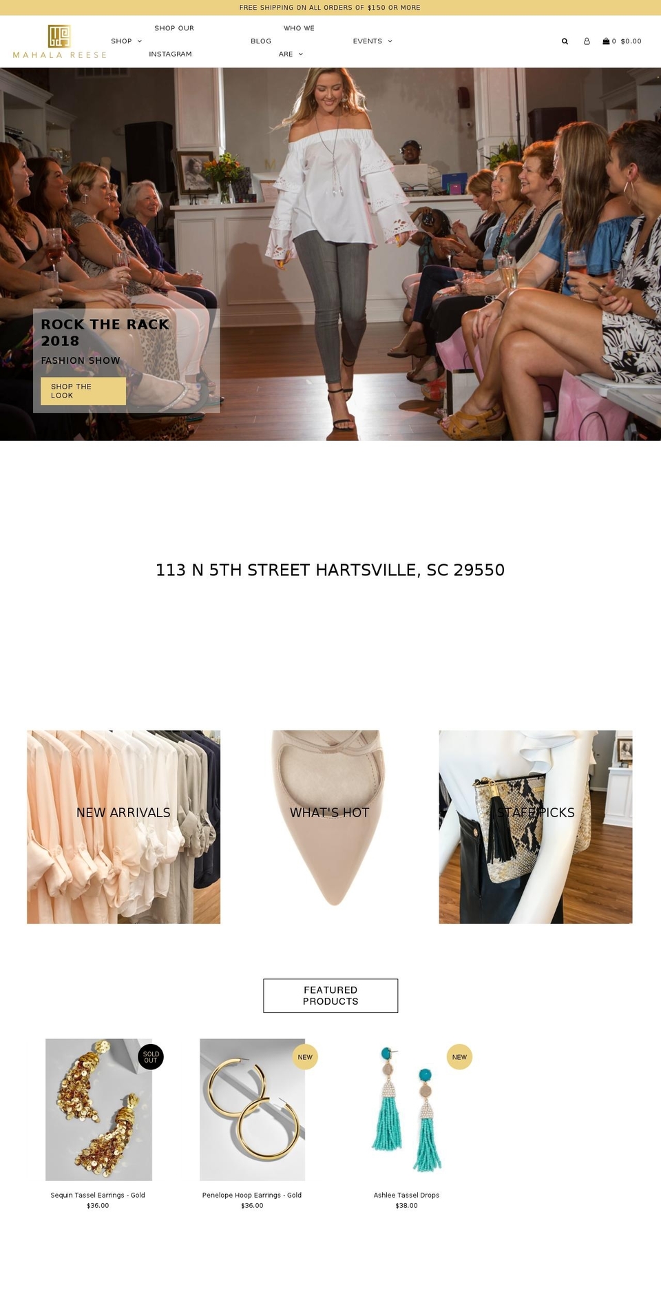 mahalareeseboutique.com — Shopify storefront screenshot