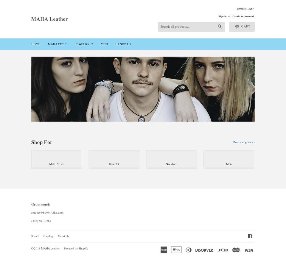 mahaleather.com — Shopify storefront screenshot