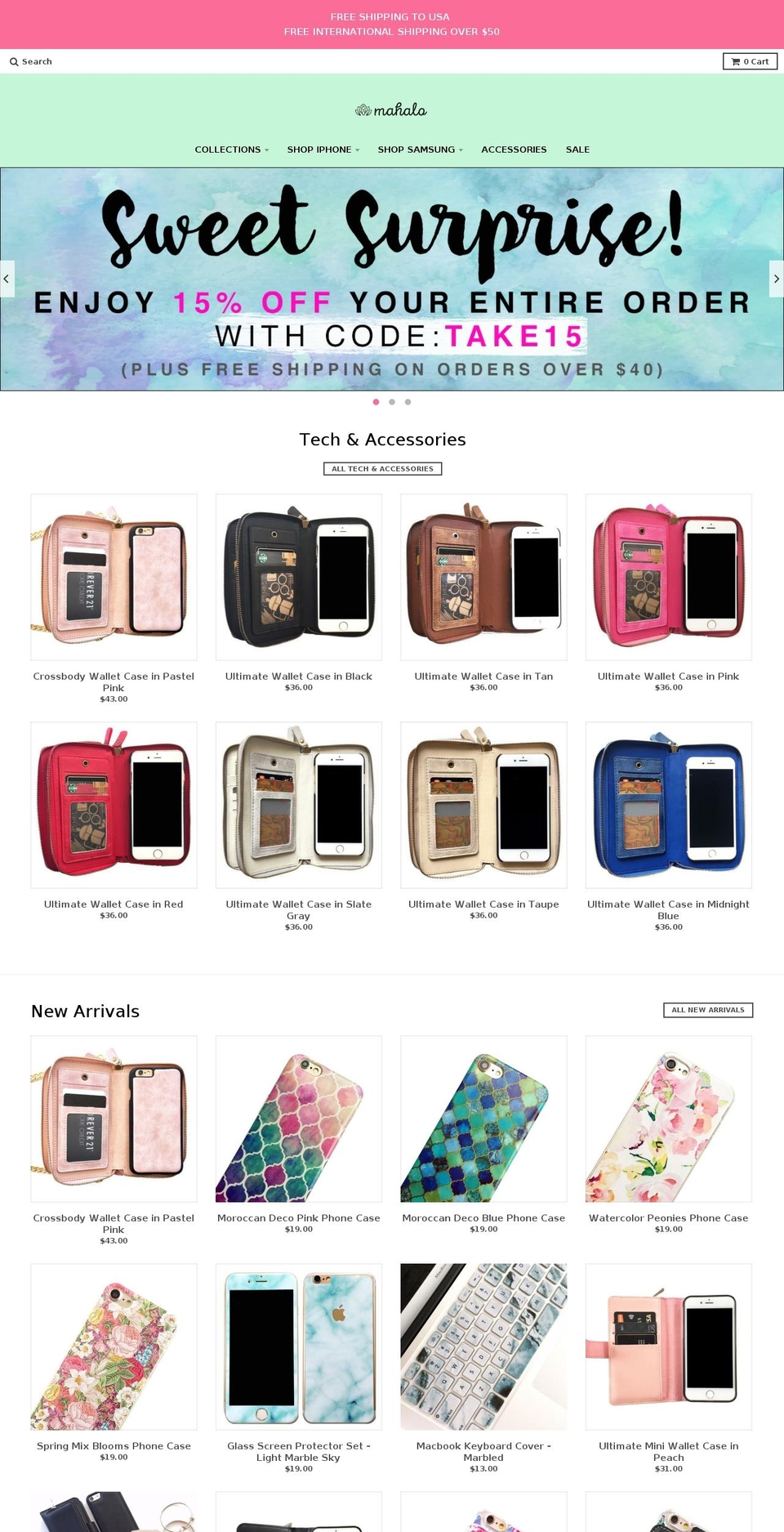 mahalocases.com shopify website screenshot