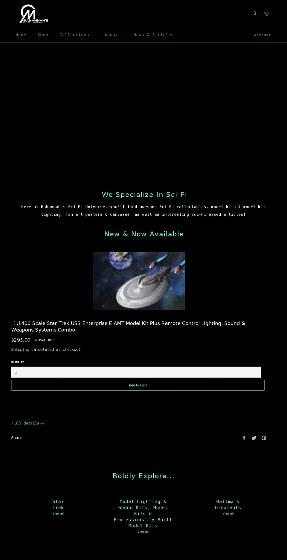 mahannahsscifiuniverse.com — Shopify storefront screenshot
