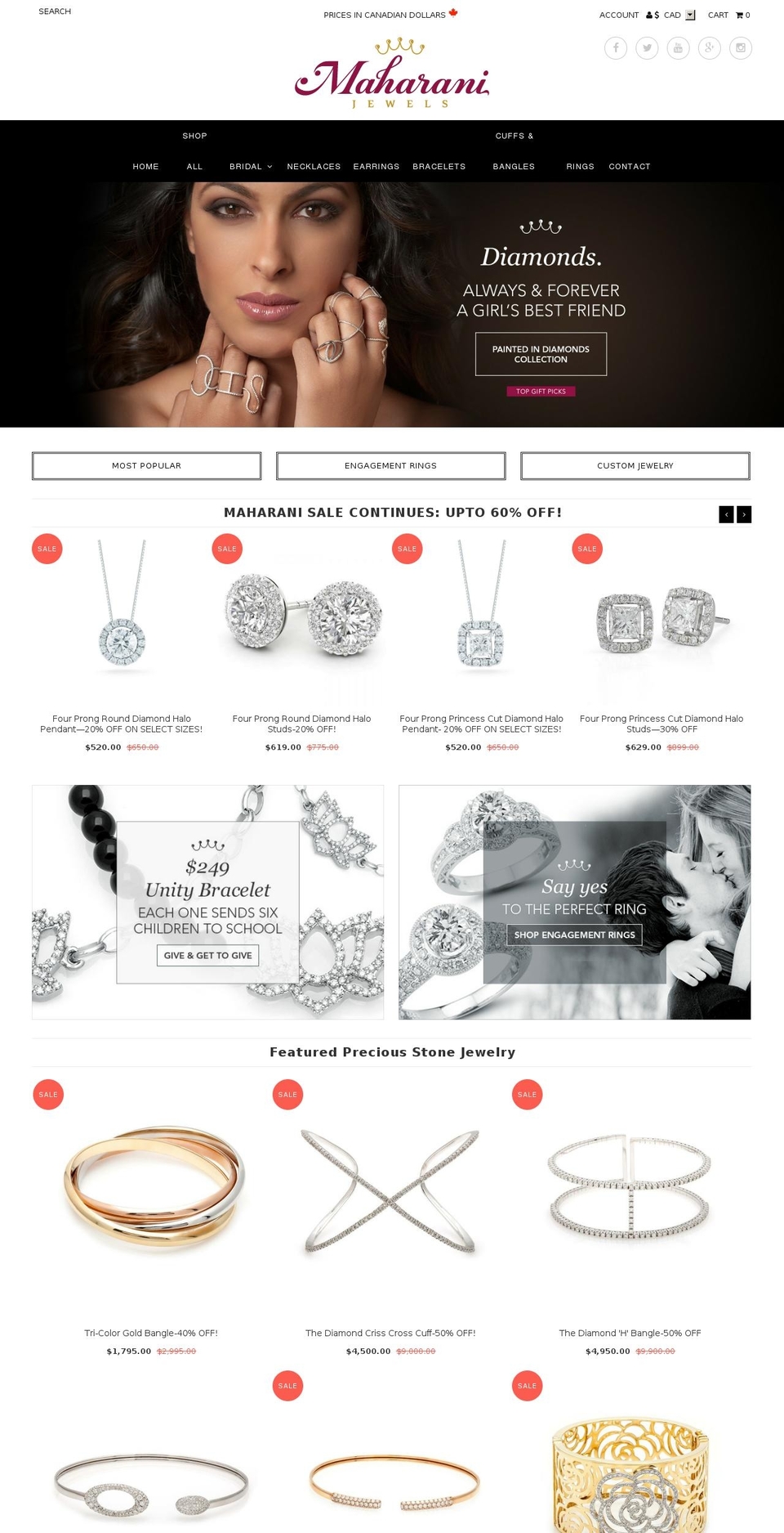 maharanijewels.com shopify website screenshot