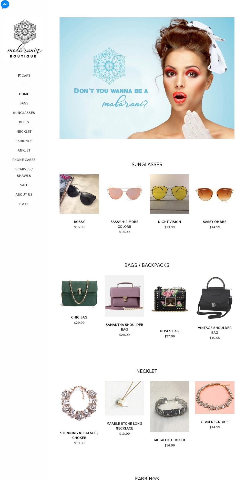 maharanisboutique.com — Shopify storefront screenshot