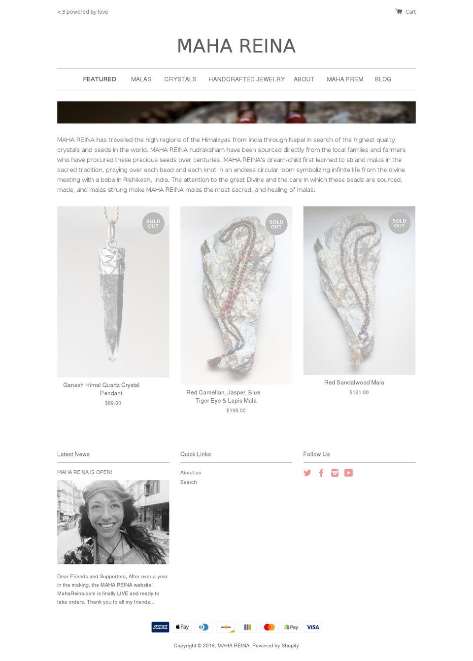 mahareina.com — Shopify storefront screenshot