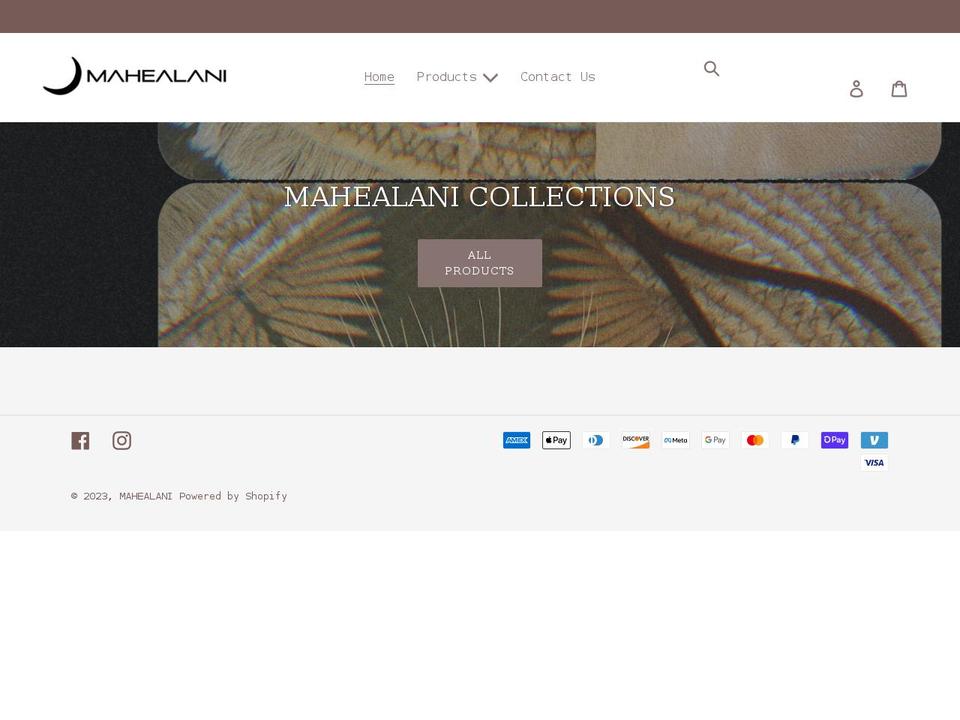 mahealanicollections.com shopify website screenshot