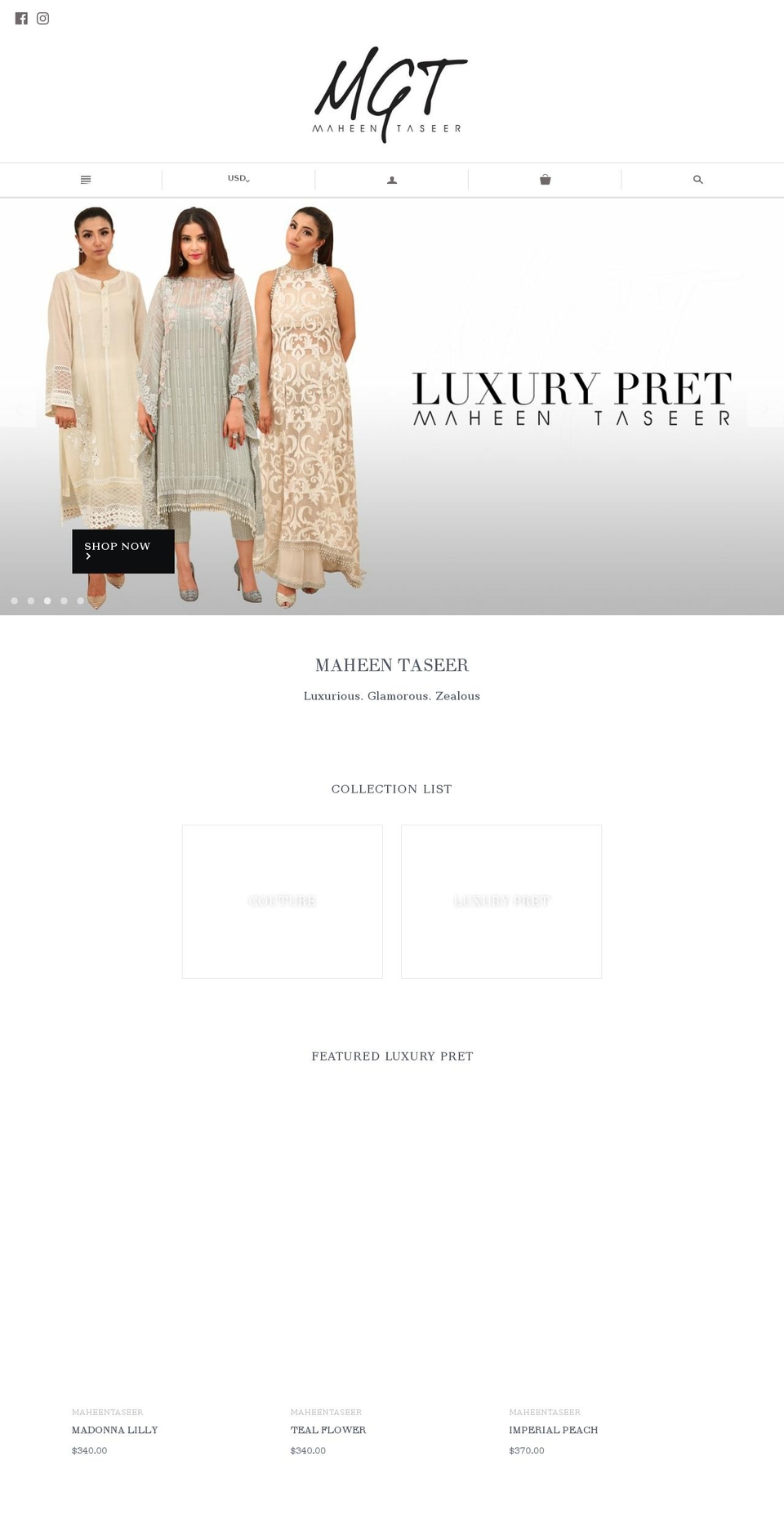 maheentaseer.com — Shopify storefront screenshot