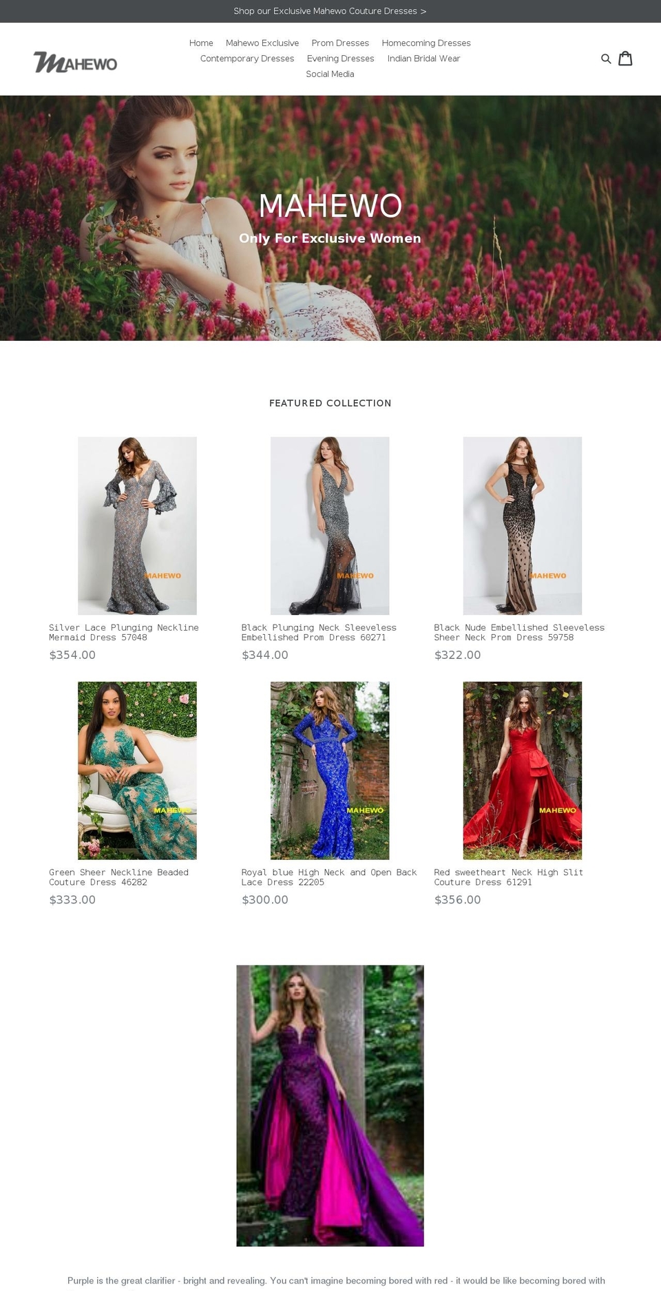 mahewo.com — Shopify storefront screenshot