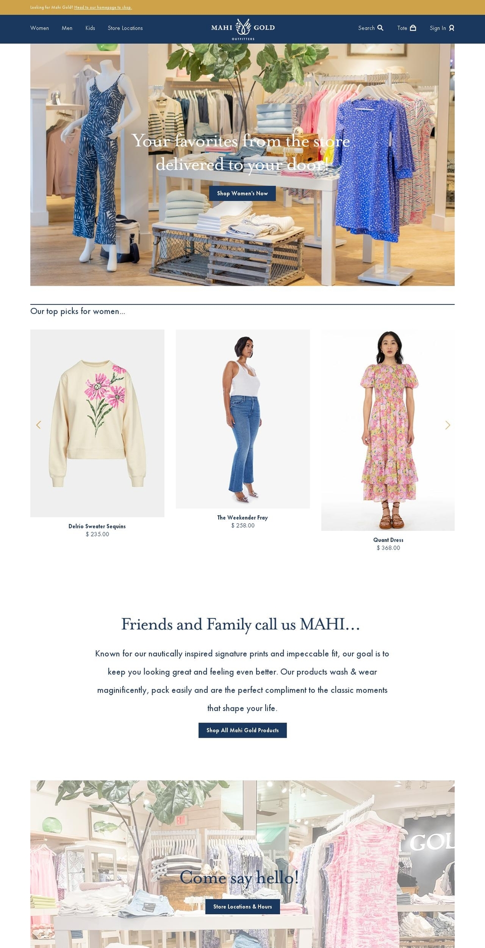 mahi-gold-outfitters.myshopify.com shopify website screenshot