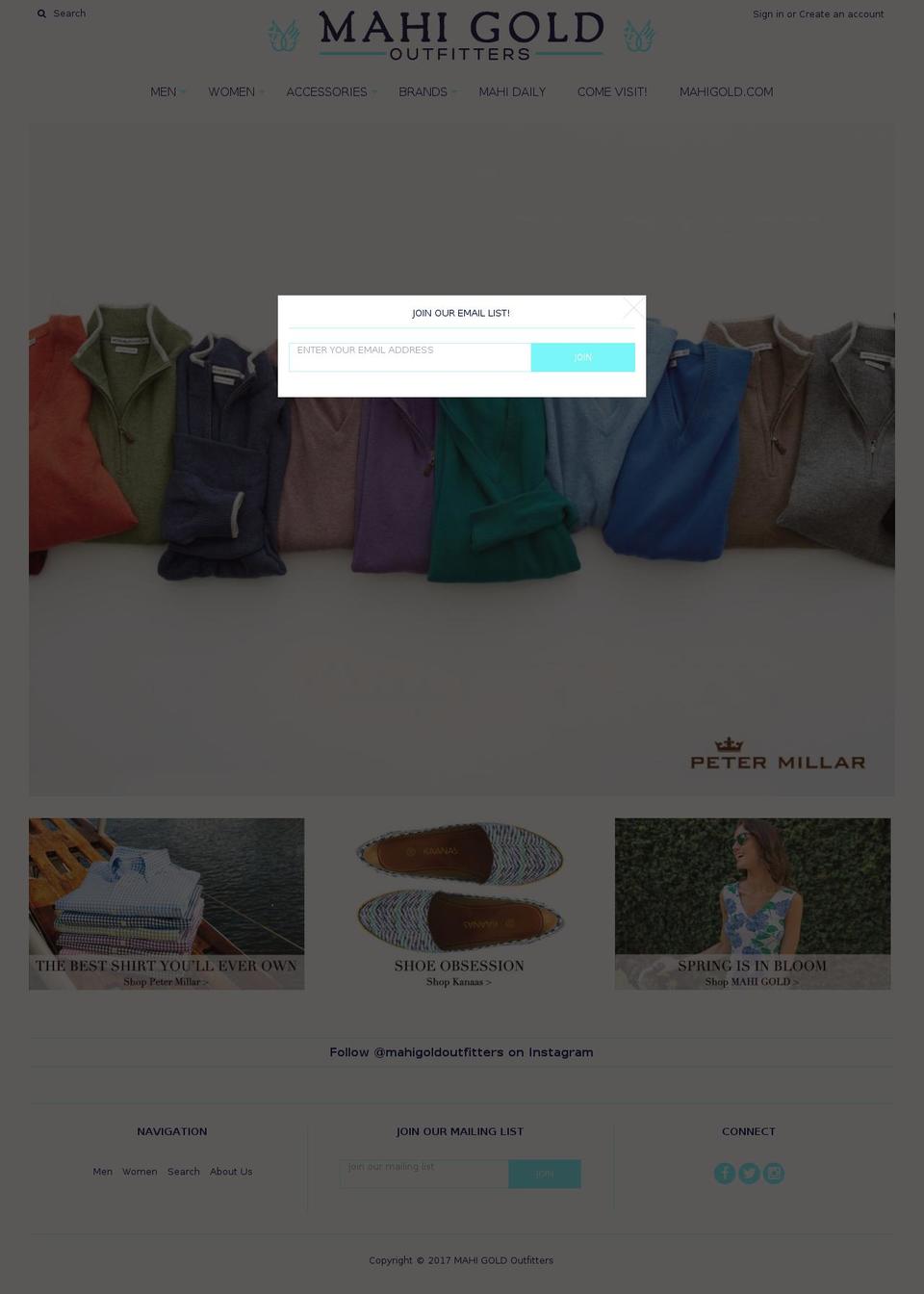 mahigoldoutfitters.com shopify website screenshot