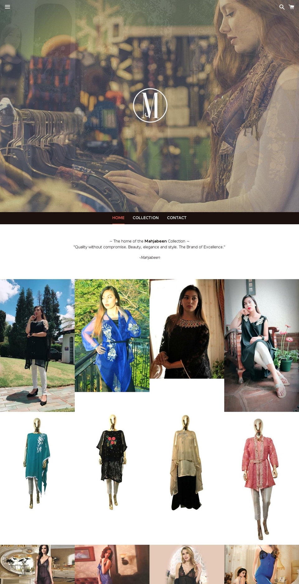 mahjabeen.net shopify website screenshot